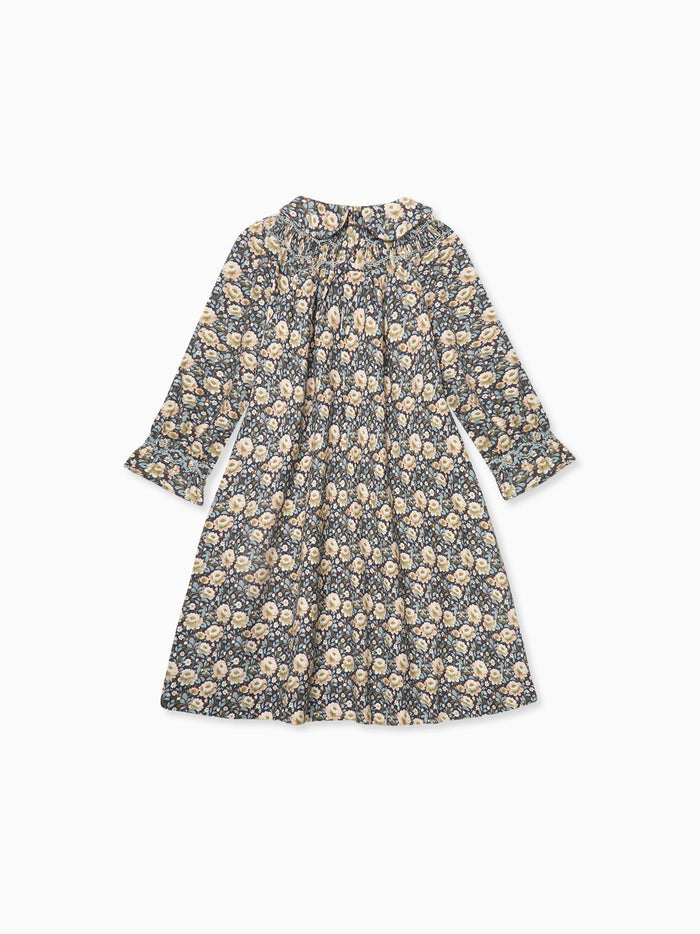 Navy Floral Margot Girl Hand-Smocked Dress
