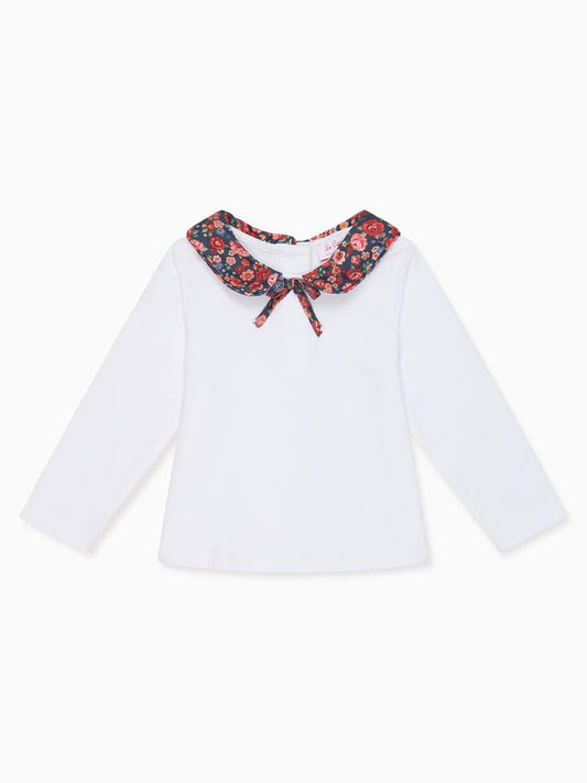Navy Floral Romo Long Sleeve Baby Girl Top