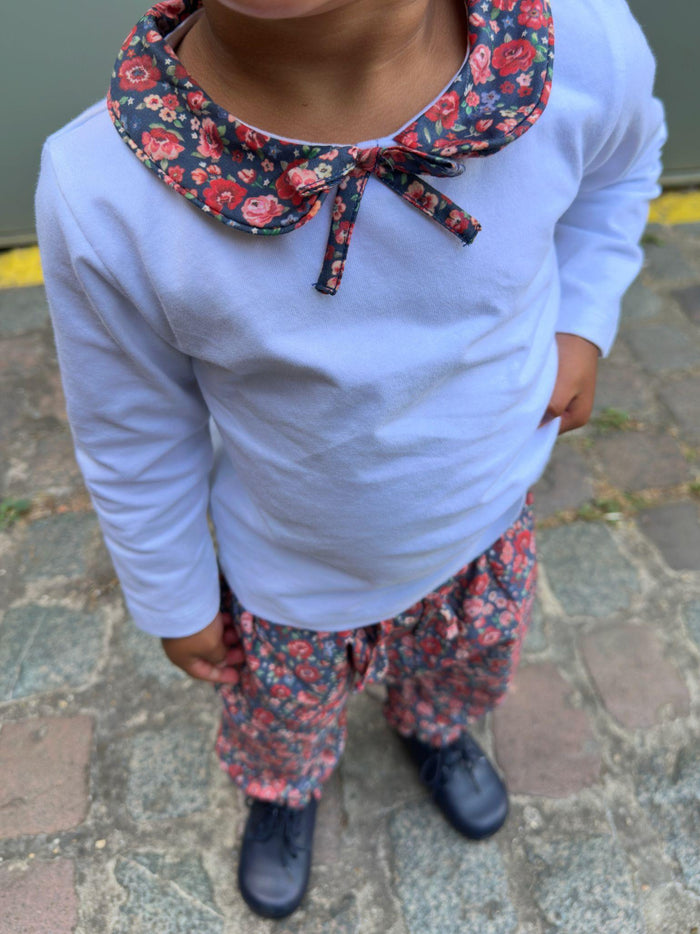 Navy Floral Romo Long Sleeve Baby Girl Top