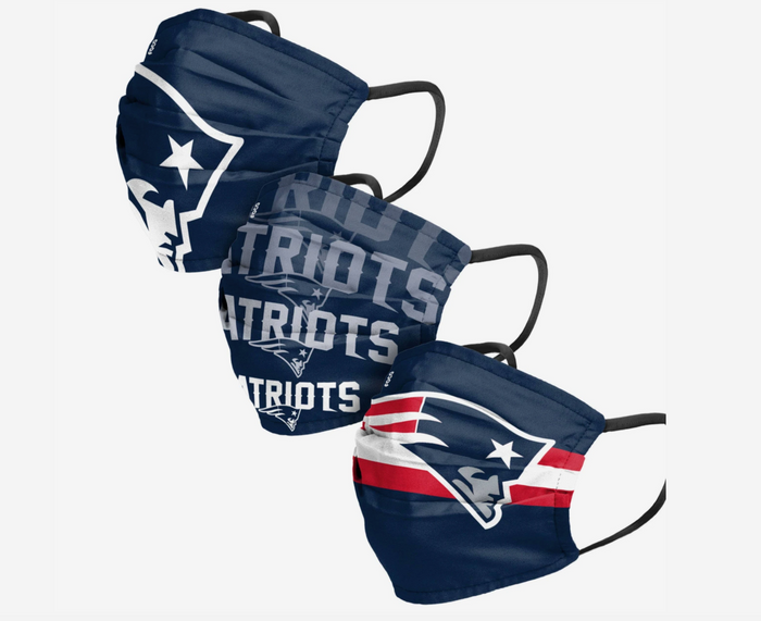 New England Patriots Match Day FOCO NFL Face Mask Covers Adult 3 Pack