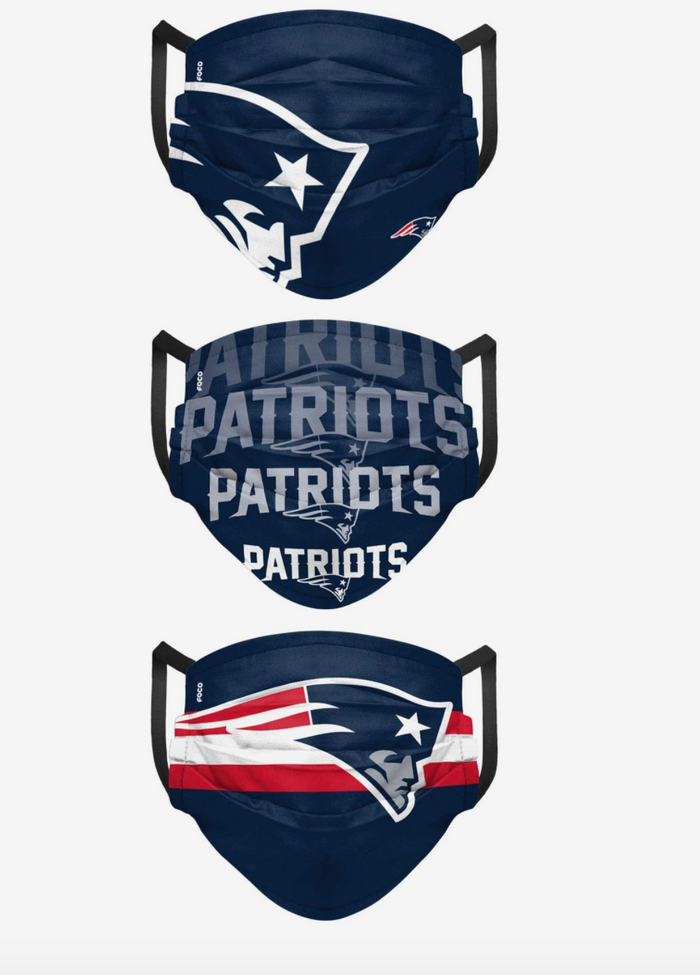 New England Patriots Match Day FOCO NFL Face Mask Covers Adult 3 Pack