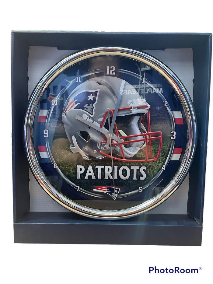 New England Patriots WinCraft NFL Chrome Clock
