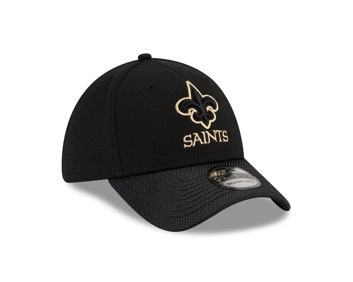 New Orleans Saints 2021 New Era NFL Sideline Road Black 39THIRTY Flex Hat