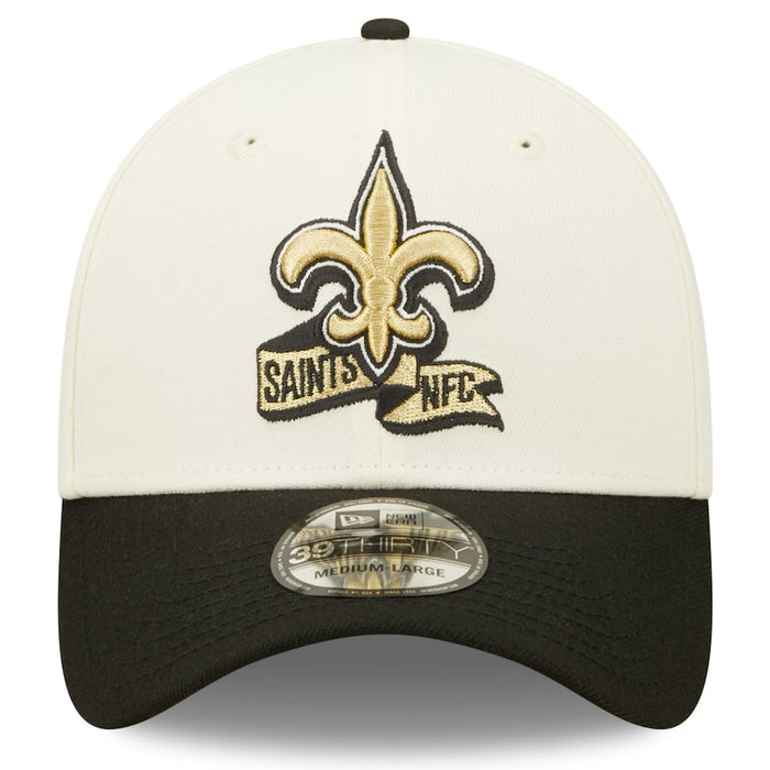 New Orleans Saints 2022 Sideline New Era Cream/Black - 39THIRTY 2-Tone Flex Hat