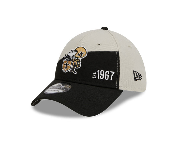 New Orleans Saints New Era 2023 Historic Sideline 39THIRTY Flex Hat - Cream/Black
