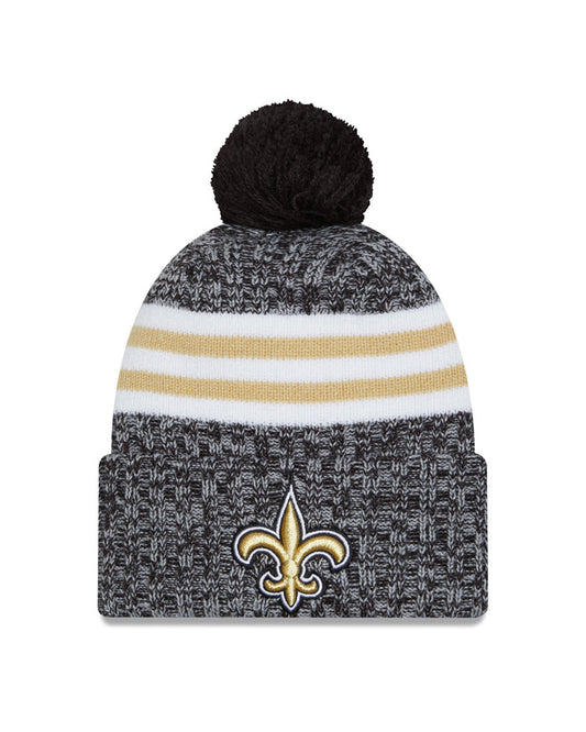 New Orleans Saints New Era 2023 Sideline - Sport Cuffed Pom Knit Hat - Black