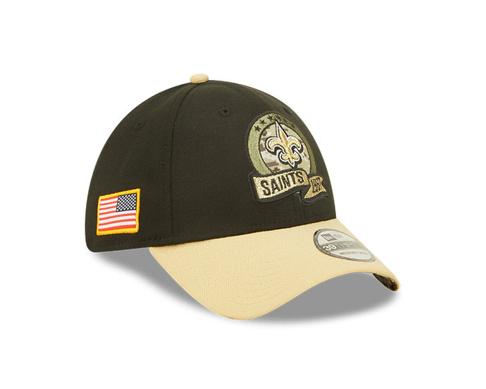 New Orleans Saints New Era Black/Gold 2022 Salute To Service - 39THIRTY Flex Hat