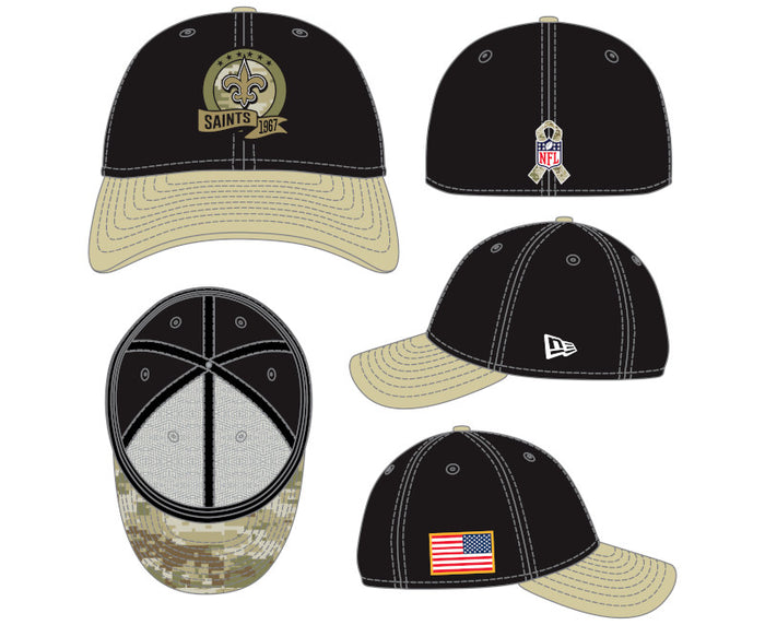 New Orleans Saints New Era Black/Gold 2022 Salute To Service - 39THIRTY Flex Hat