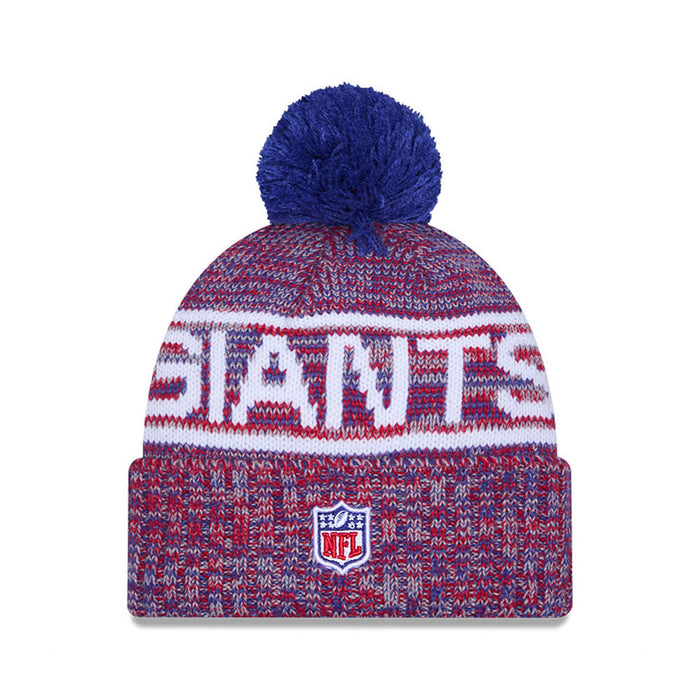 New York Giants New Era 2025 Sideline Cold Weather Cuffed Knit Hat with Pom