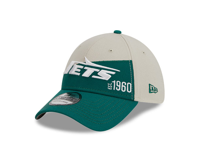 New York Jets New Era 2023 Historic Sideline 39THIRTY Flex Hat - Cream/Green