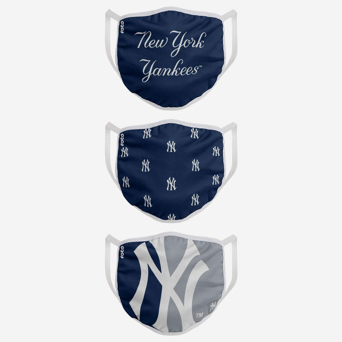 New York Yankees FOCO MLB Face Mask Covers Adult 3 Pack