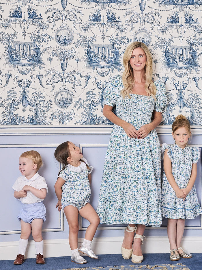 Nicky Hilton x La Coqueta Blue Bow Floral London Women Long Dress