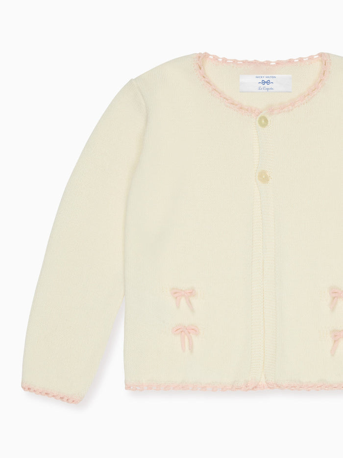 Nicky Hilton x La Coqueta Ivory Farrah Cotton Girl Cardigan