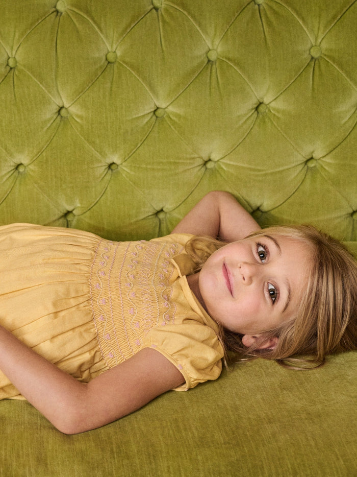 Nicky Hilton x La Coqueta Lemon Dolly Girl Hand-Smocked Dress