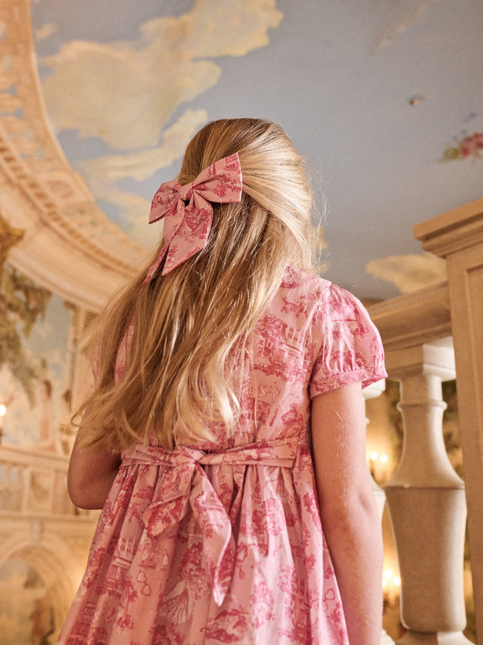 Nicky Hilton x La Coqueta Pink Toile de Jouy Brooke Large Bow Clip
