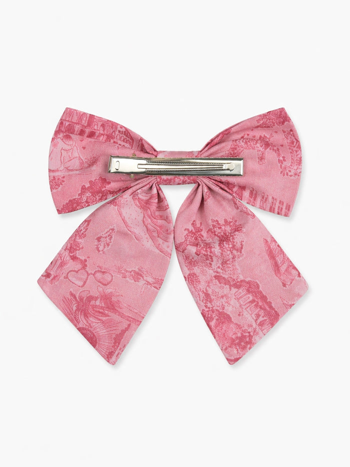 Nicky Hilton x La Coqueta Pink Toile de Jouy Brooke Large Bow Clip