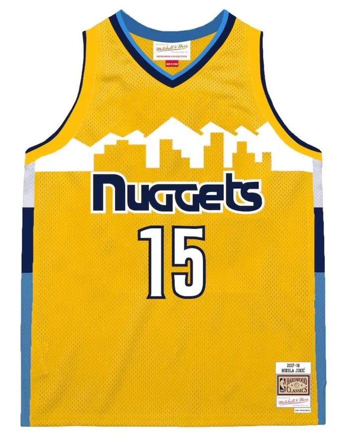 Nikola Jokic #15 Denver Nuggets Mitchell & Ness 2017-18 Hardwood Classic Swingman Jersey - Yellow