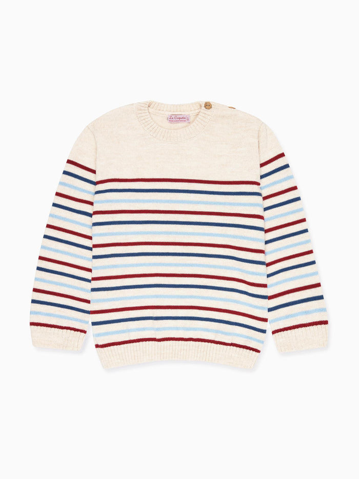Oatmeal Stripe Curro Merino Boy Jumper