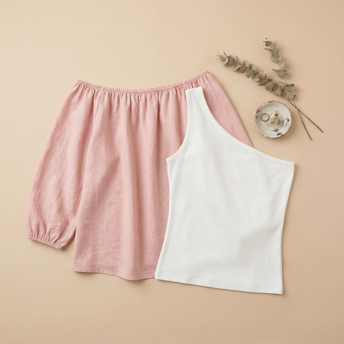 Off Shoulder Elasticated Top-Cashmere Pink -2 piece- (includes top for lining)