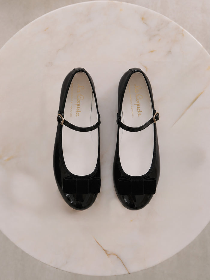 Patent Black Leather Girl Bow Mary Jane Shoes