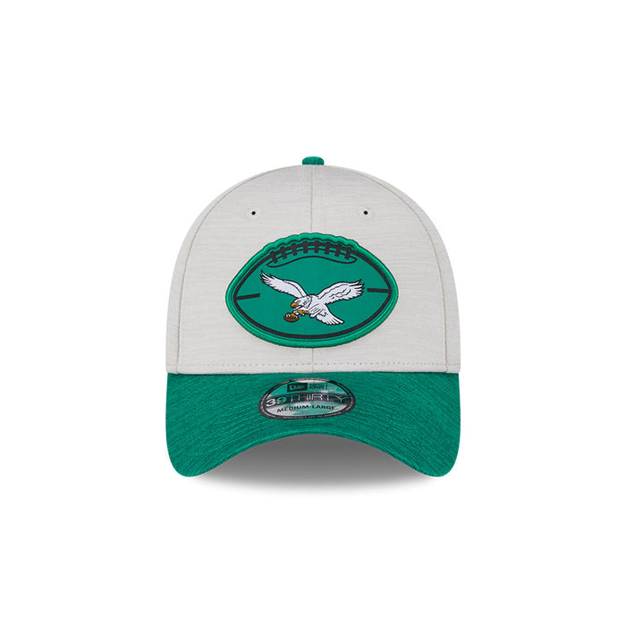 Philadelphia Eagles New Era 2024 Sideline Historic 39THIRTY Flex Hat - Stone / Green