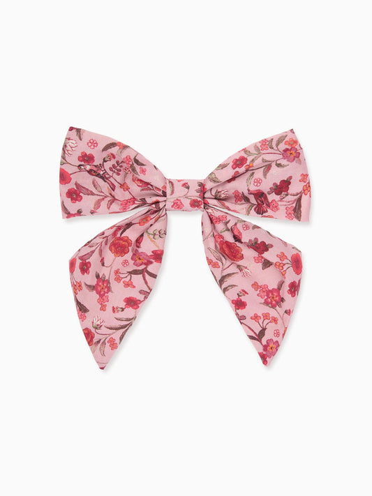 Pink Bird Floral Girl Large Bow Clip