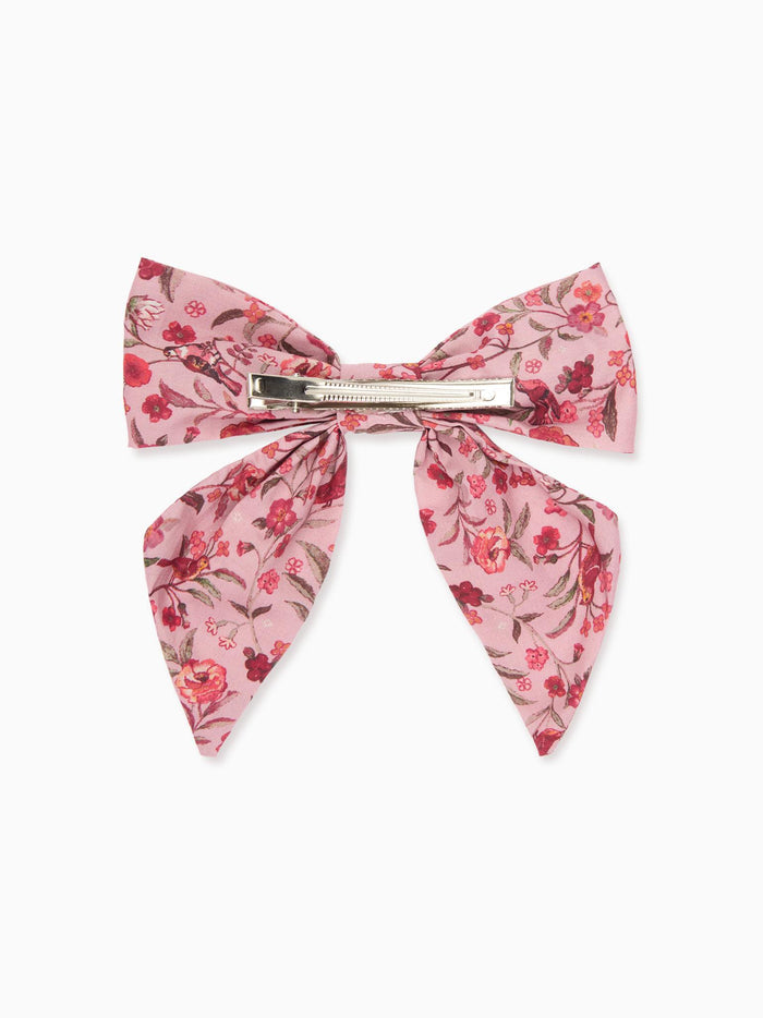 Pink Bird Floral Girl Large Bow Clip