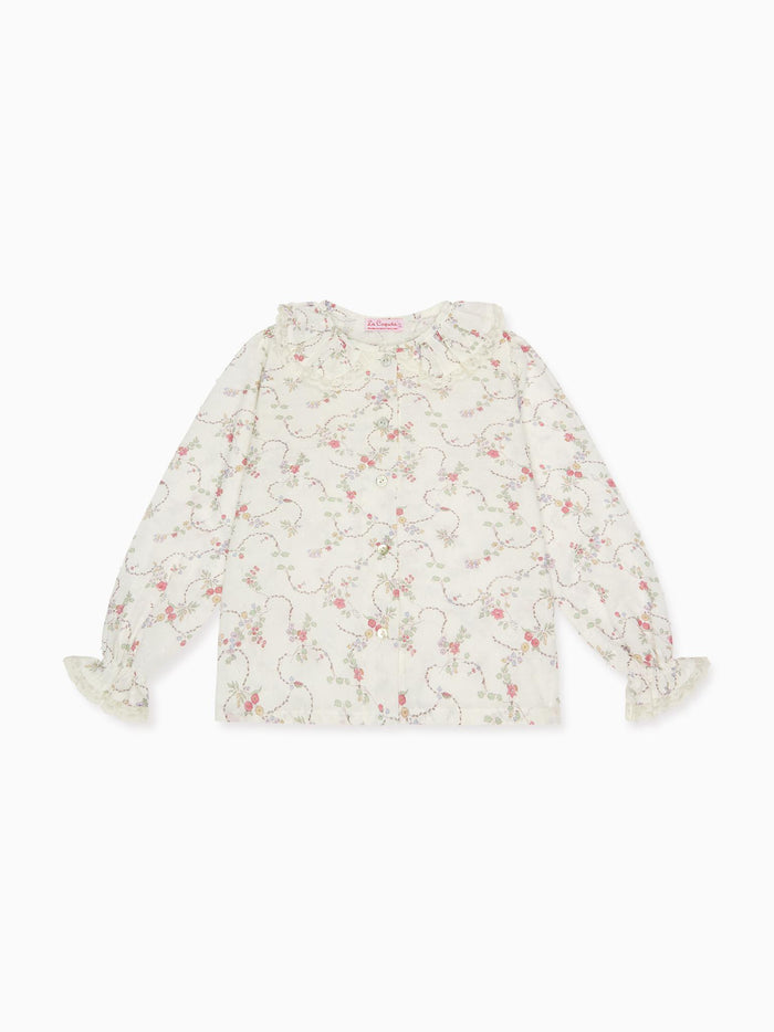 Pink Floral Lila Long Sleeve Baby Girl Shirt