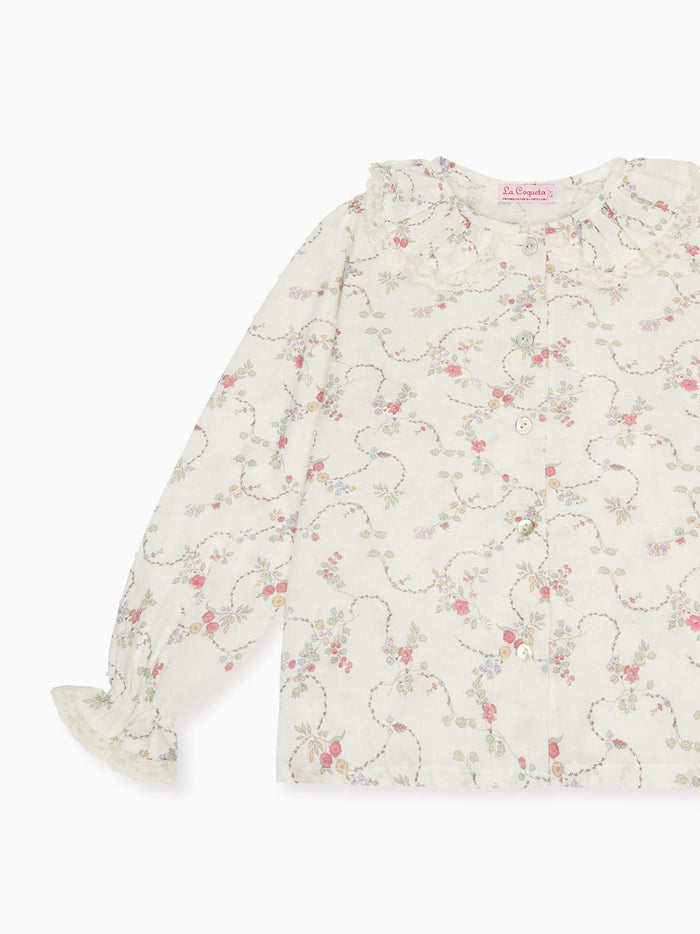 Pink Floral Lila Long Sleeve Baby Girl Shirt