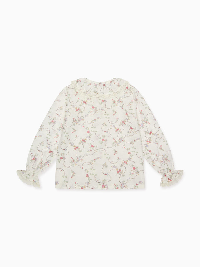 Pink Floral Lila Long Sleeve Baby Girl Shirt