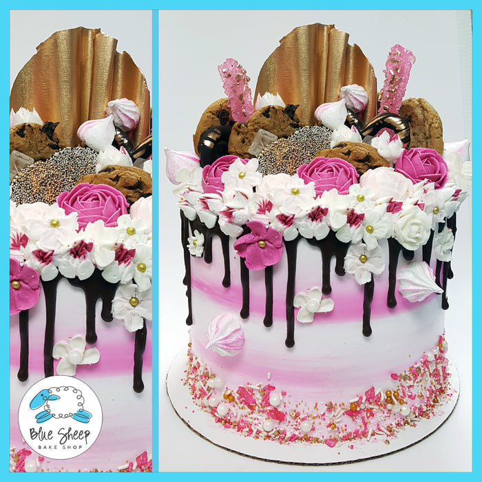 Pink Watercolor Drip Ice Cream Cake NJ