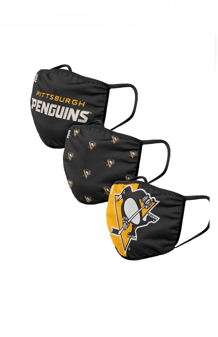 Pittsburgh Penguins FOCO NHL Face Mask Covers Adult 3 Pack