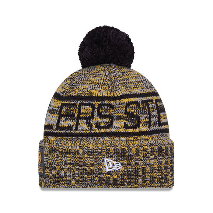 Pittsburgh Steelers New Era 2025 Sideline Cold Weather Cuffed Knit Hat with Pom