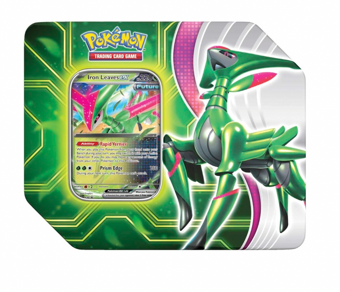 Pokémon TCG: Paradox Clash Tin (Iron Leaves ex, Walking Wake ex)