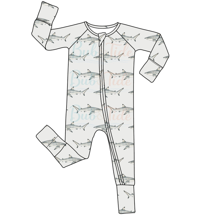 *PREORDER* Shark - Bamboo Zippy Sleeper Pajamas