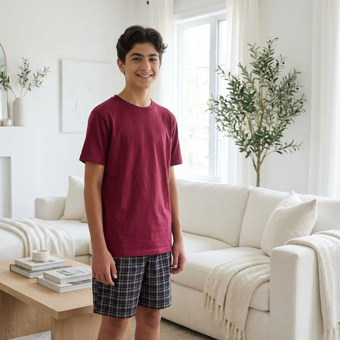Pyjamas- Burgundy & Navy Checks (Size:14& S)
