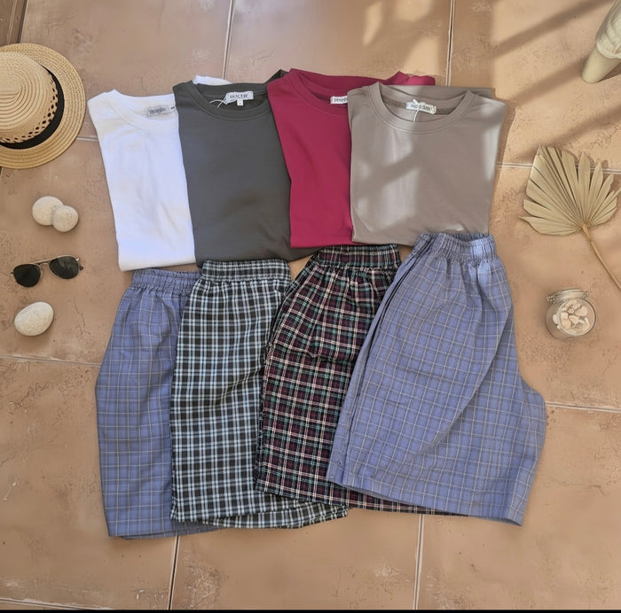 Pyjamas- Burgundy & Navy Checks (Size:14& S)