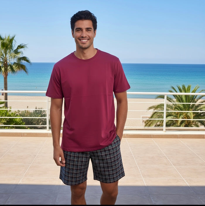 Pyjamas- Burgundy & Navy Checks (Size:14& S)