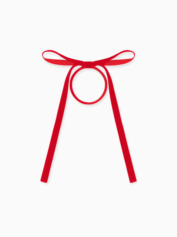 Red  Velvet Bow Girl Hair Tie