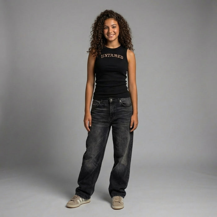 Ribbed Cotton Tank Top- Black UNTAMED