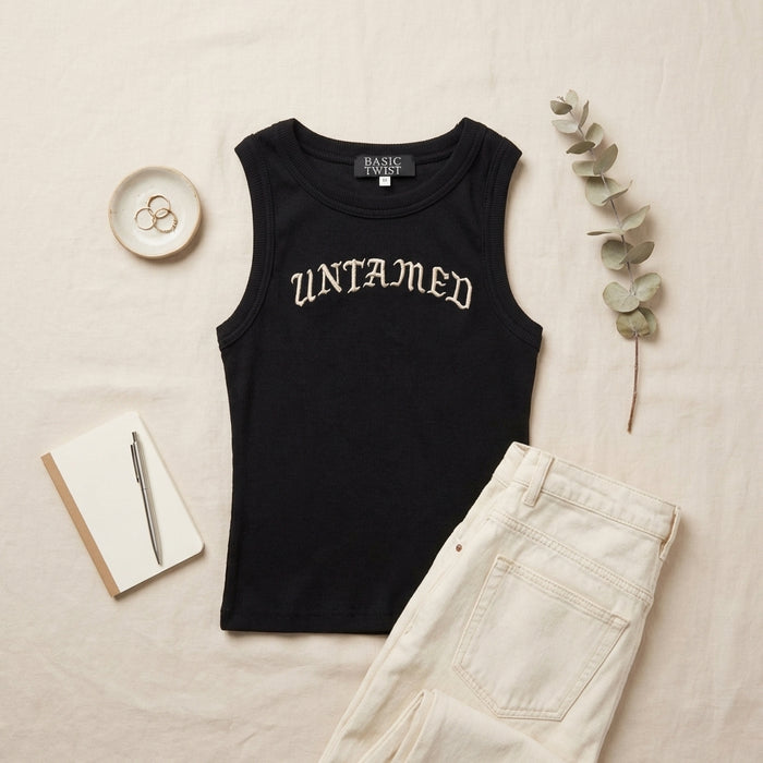 Ribbed Cotton Tank Top- Black UNTAMED