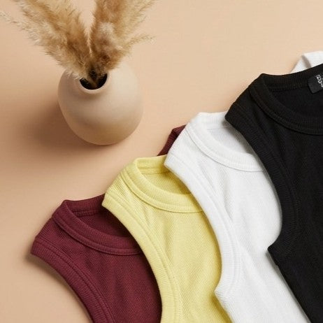 Ribbed Cotton Tank Top-Plain Black- Bundle OFFER!!
