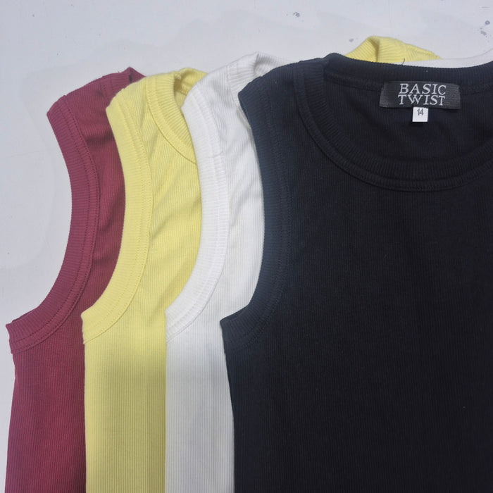 Ribbed Cotton Tank Top-Plain White- BUNDLE OFFER!!