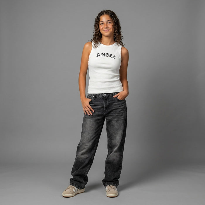 Ribbed Cotton Tank Top-White - ANGEL