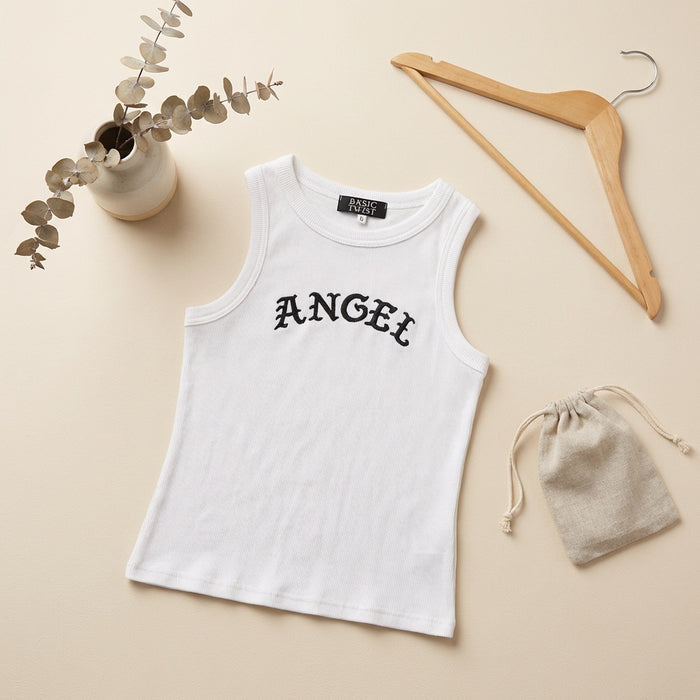 Ribbed Cotton Tank Top-White - ANGEL