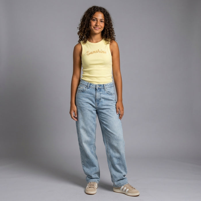 Ribbed Cotton Tank Top-Yellow Sunshine