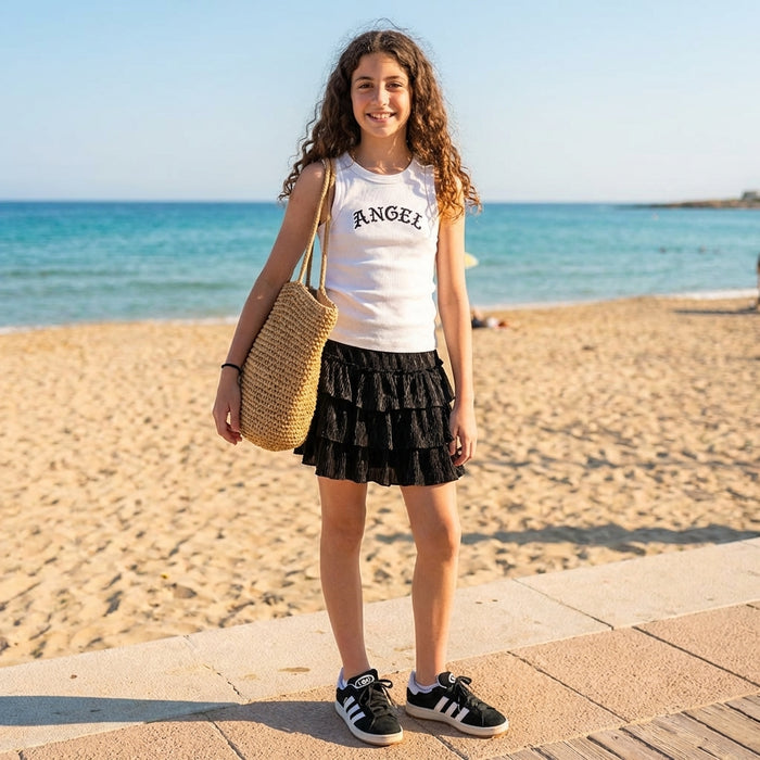 Ruffled Skirt-Black