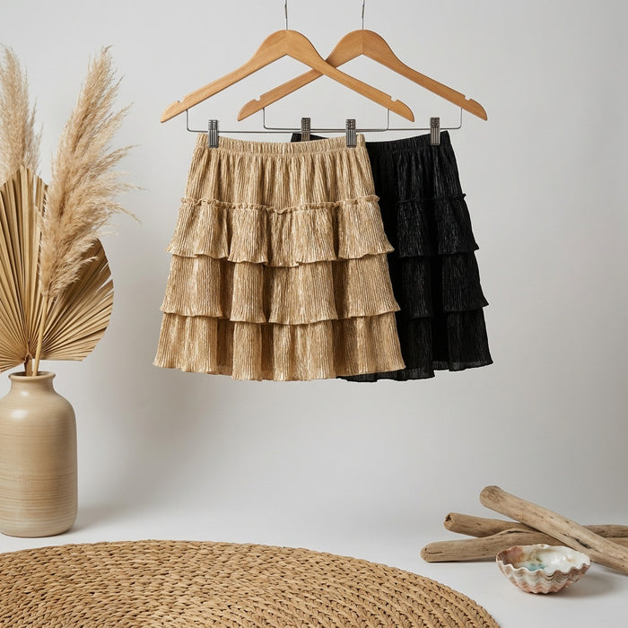 Ruffled Skirt-Golden Beige