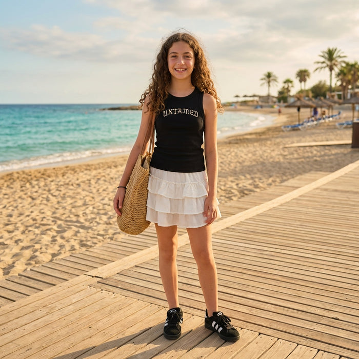 Ruffled Skirt-White