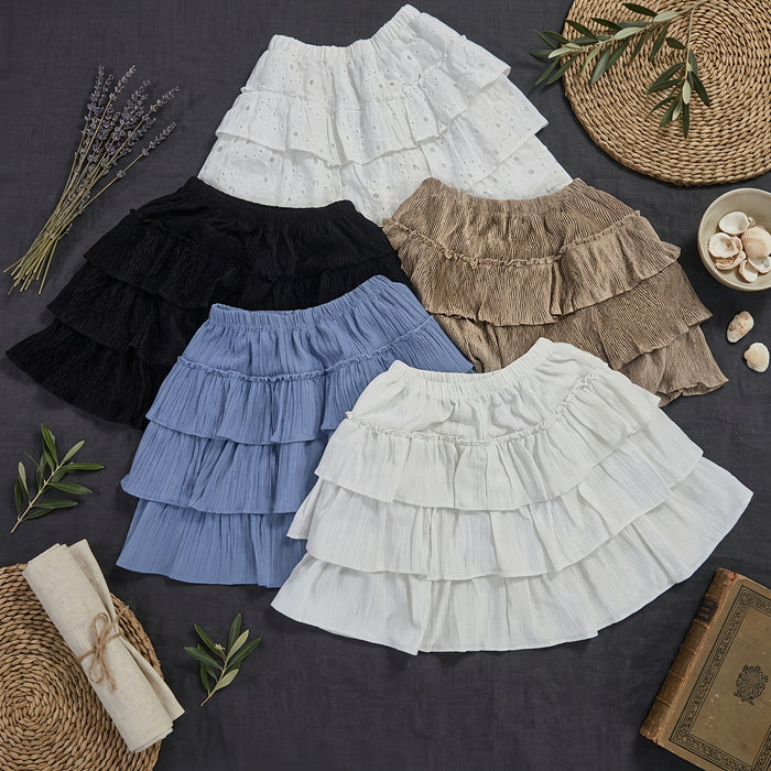Ruffled Skirt-White